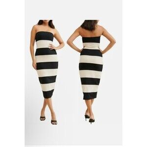 Susana Monaco Striped Strapless Jersey Midi Tube Dress Stretchy Plus Sz XXL New!